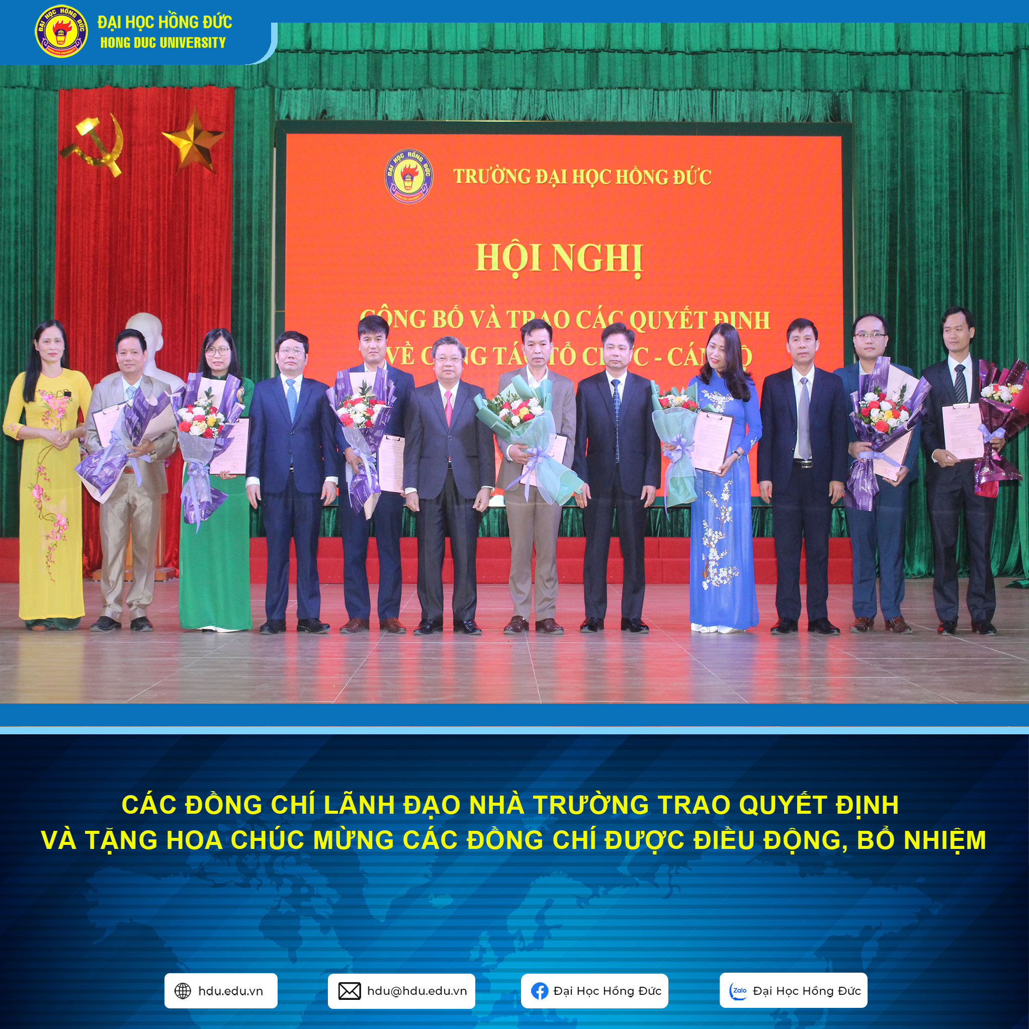 Hội nghị công bố Quyết định về công tác Tổ chức - Cán bộ, đón nhận chứng nhận đạt tiêu chuẩn kiểm định chất lượng chương trình đào tạo