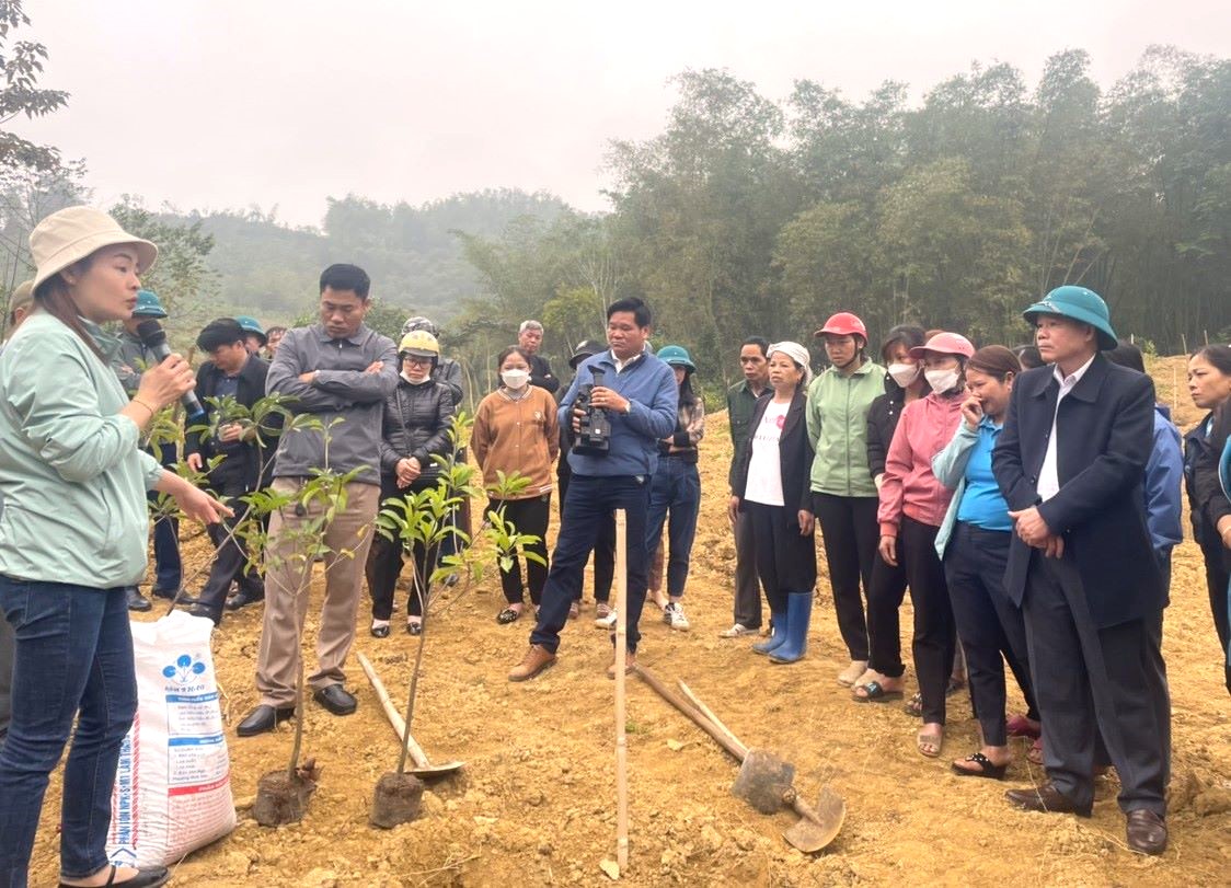 Khoa Nông Lâm Ngư nghiệp, Trường Đại học Hồng Đức tập huấn cho hơn 100 cán bộ, người dân thị trấn Lang Chánh kỹ thuật trồng cây ăn quả, cải tạo vườn tạp