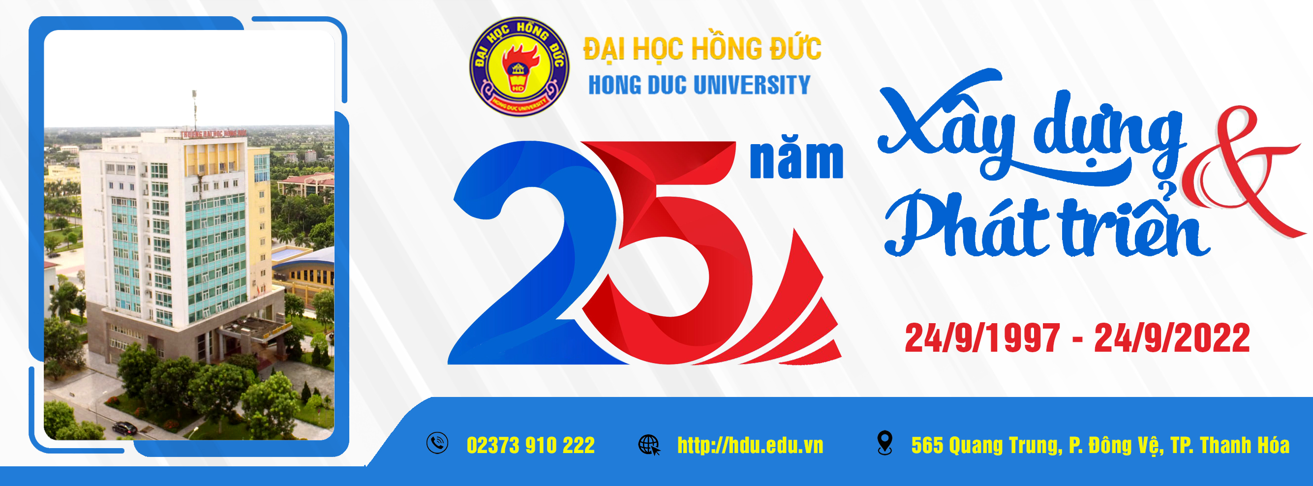 KH số 146/KH-ĐHHĐ ngày 23/6/2022 về việc phát động đợt thi đua cao điểm chào mừng kỷ niệm 25 năm ngày thành lập Trường Đại học Hồng Đức (24/9/1997-24/9/2022)